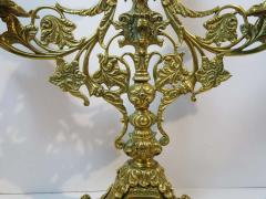 Pair of Heavy Brass Belle poque Three Light Candelabra Circa 1890 - 2162614