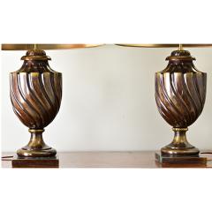 Pair of Heavy Brass Urn Table Lamps - 3934979