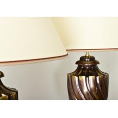 Pair of Heavy Brass Urn Table Lamps - 3935023