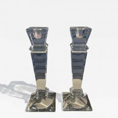Pair of Heavy Crystal Candleholders - 4325695