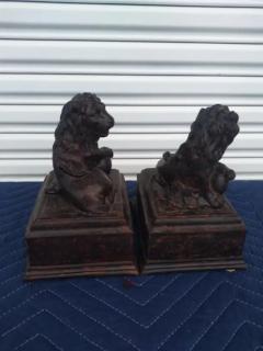 Pair of Heavy Plaster Lion Bookends - 3737509