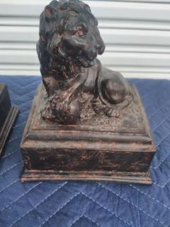 Pair of Heavy Plaster Lion Bookends - 3737510