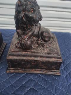 Pair of Heavy Plaster Lion Bookends - 3737512