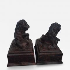 Pair of Heavy Plaster Lion Bookends - 3742896