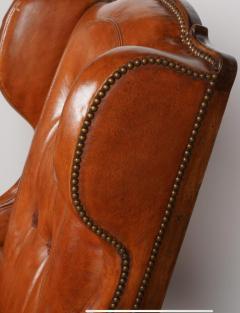 Pair of Hendrix Allardyce Italian Baroque Style Leather Wing Chairs - 3113535