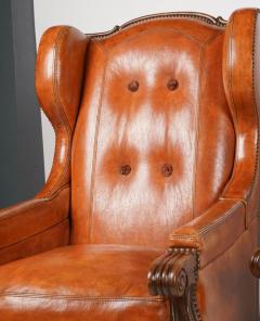 Pair of Hendrix Allardyce Italian Baroque Style Leather Wing Chairs - 3113547