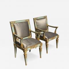 Pair of Hendrix Allardyce Neoclassical Venetian Style Painted Arm Chairs - 4649463