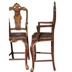 Pair of Hendrix Allardyce Venetian Bar Stools Painted Finish Leather Seats - 4481505