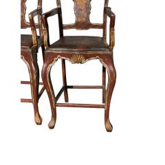 Pair of Hendrix Allardyce Venetian Bar Stools Painted Finish Leather Seats - 4481510