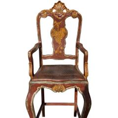 Pair of Hendrix Allardyce Venetian Bar Stools Painted Finish Leather Seats - 4481513