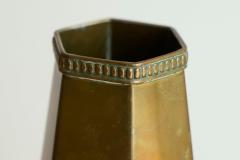 Pair of Hexagonal Art Deco Vases in Patinated Brass 1930s - 4395757