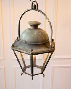 Pair of Hexagonal Copper Lanterns with Domed Tops - 4431928