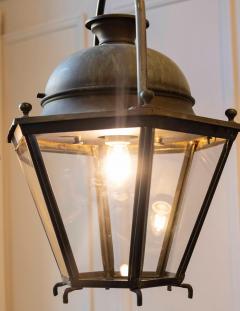Pair of Hexagonal Copper Lanterns with Domed Tops - 4431929