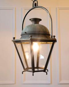 Pair of Hexagonal Copper Lanterns with Domed Tops - 4431944