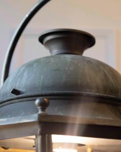 Pair of Hexagonal Copper Lanterns with Domed Tops - 4431952