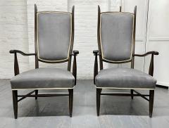 Pair of High Back Armchairs in Suede Upholstery - 1933035
