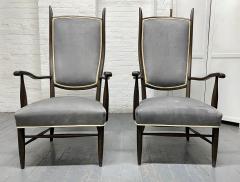 Pair of High Back Armchairs in Suede Upholstery - 1933035