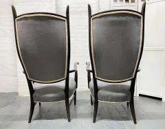 Pair of High Back Armchairs in Suede Upholstery - 1933043