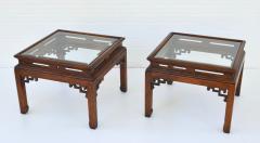 Pair of Hollywood Regency Asian Inspired Wooden Side Tables - 3591604