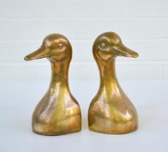 Pair of Hollywood Regency Brass Duck Form Bookends - 3633095