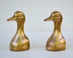 Pair of Hollywood Regency Brass Duck Form Bookends - 3633096