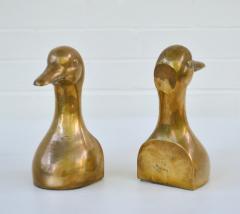 Pair of Hollywood Regency Brass Duck Form Bookends - 3633099