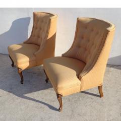 Pair of Hollywood Regency Button Tufted Slipper Chairs - 2669769