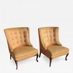 Pair of Hollywood Regency Button Tufted Slipper Chairs - 2671598