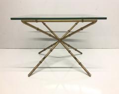 Pair of Hollywood Regency Faux Bamboo Glass Top Side Tables - 1651446