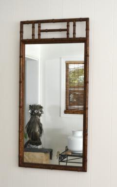 Pair of Hollywood Regency Faux Bamboo Wall Mirrors - 3357948