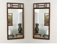 Pair of Hollywood Regency Faux Bamboo Wall Mirrors - 3357956