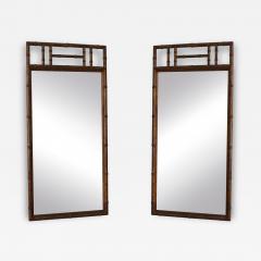 Pair of Hollywood Regency Faux Bamboo Wall Mirrors - 3363286