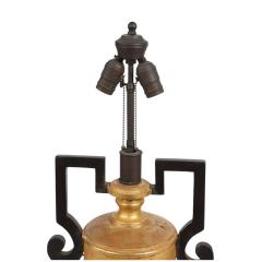 Pair of Hollywood Regency Giltwood Ebony Urn Form Table Lamps - 4481494