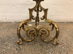 Pair of Hollywood Regency Gold Metal Floral Stools - 576067