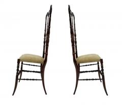 Pair of Hollywood Regency Italian Walnut Chiavari Chairs with Tall Ladder Backs - 3303680