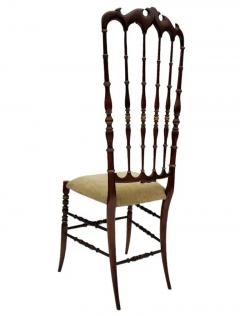 Pair of Hollywood Regency Italian Walnut Chiavari Chairs with Tall Ladder Backs - 3303758