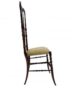 Pair of Hollywood Regency Italian Walnut Chiavari Chairs with Tall Ladder Backs - 3303800