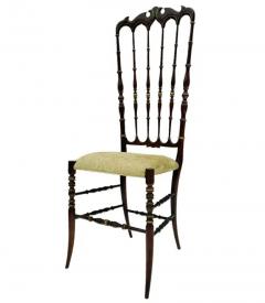Pair of Hollywood Regency Italian Walnut Chiavari Chairs with Tall Ladder Backs - 3303804