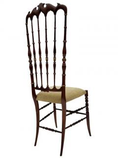 Pair of Hollywood Regency Italian Walnut Chiavari Chairs with Tall Ladder Backs - 3303815