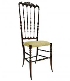 Pair of Hollywood Regency Italian Walnut Chiavari Chairs with Tall Ladder Backs - 3303823