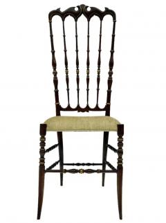Pair of Hollywood Regency Italian Walnut Chiavari Chairs with Tall Ladder Backs - 3303839