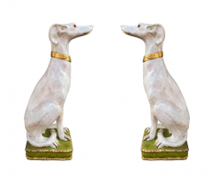 Pair of Hollywood Regency Life Size Seated Italian Greyhound Statues Sculptures - 2846221