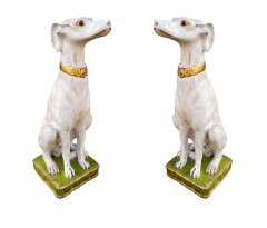 Pair of Hollywood Regency Life Size Seated Italian Greyhound Statues Sculptures - 2846225