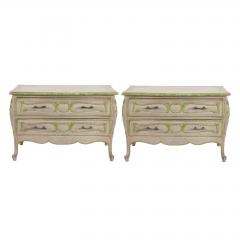 Pair of Hollywood Regency Louis XV Style Paint Decorated Chartreuse Nightstands - 1668081
