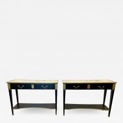 Pair of Hollywood Regency Neoclassical Ebony Console Tables Manner Jansen - 2709497