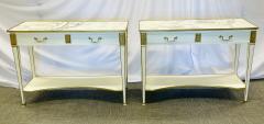 Pair of Hollywood Regency Neoclassical White Sofa Console Tables Maison Jansen - 2706921