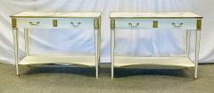 Pair of Hollywood Regency Neoclassical White Sofa Console Tables Maison Jansen - 2706923