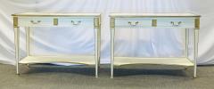 Pair of Hollywood Regency Neoclassical White Sofa Console Tables Maison Jansen - 2706925