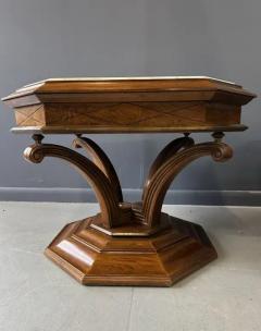 Pair of Hollywood Regency Octagonal Calacatta Marble Side Tables w Brass Accents - 3936165