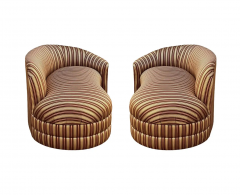 Pair of Hollywood Regency Opposing Curved Chaise Lounges Sofas or Loveseats - 2846239